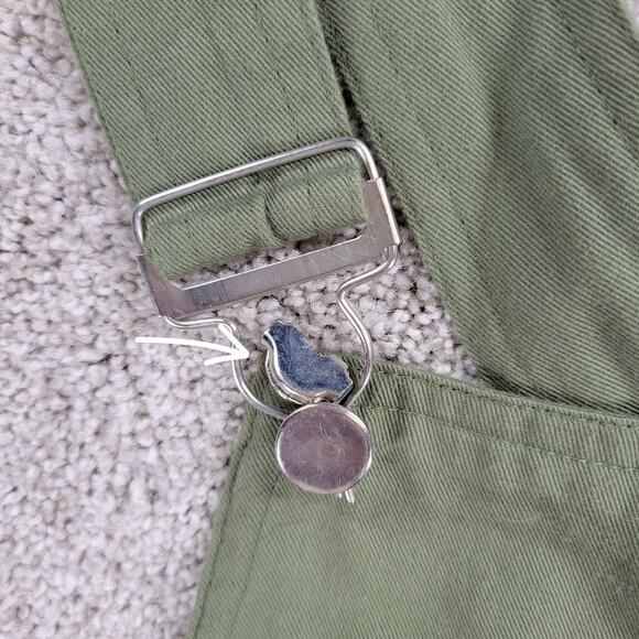 Harper Womens Overalls Dress M Olive Green Button Front Mini Pockets DLBST25 - Picture 4 of 15